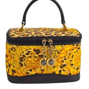 Gianni Versace vintage leopard vanity make up case with mirror EUC